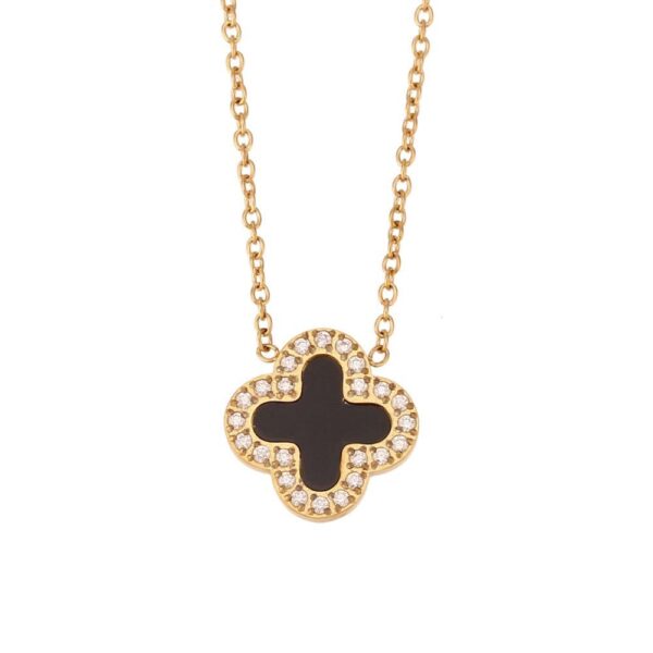 Zaekoon Clover Necklace & Earrings Set – Gold-Plated Elegance - Image 2