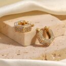Zircona Cubic Hoops – Elegant Gold-Plated Earrings with Zircon Stones