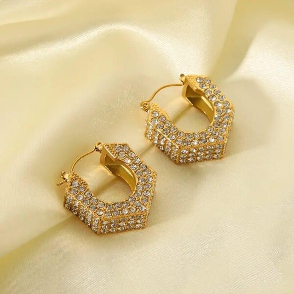 Zircona Cubic Hoops – Elegant Gold-Plated Earrings with Zircon Stones - Image 2