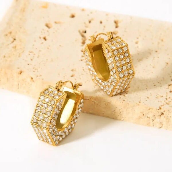Zircona Cubic Hoops – Elegant Gold-Plated Earrings with Zircon Stones - Image 6
