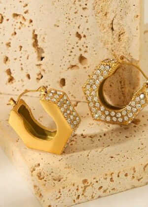 Zircona Cubic Hoops – Elegant Gold-Plated Earrings with Zircon Stones