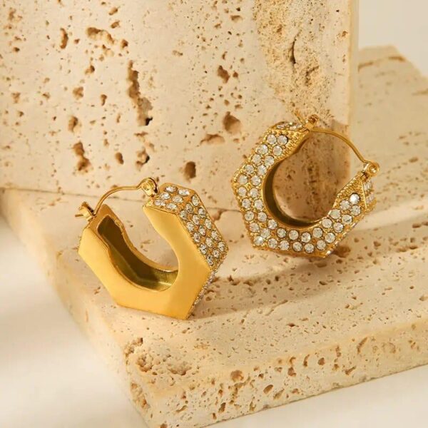 Zircona Cubic Hoops – Elegant Gold-Plated Earrings with Zircon Stones